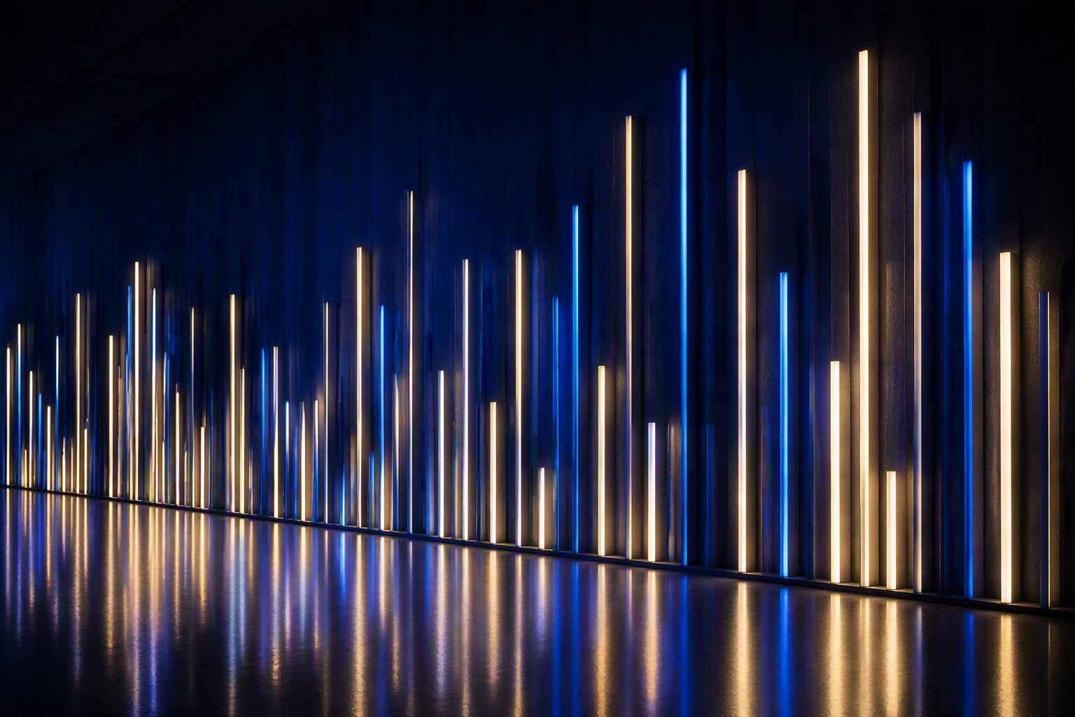 Generative poster: an equaliser imagined as glowing architectural blocks.