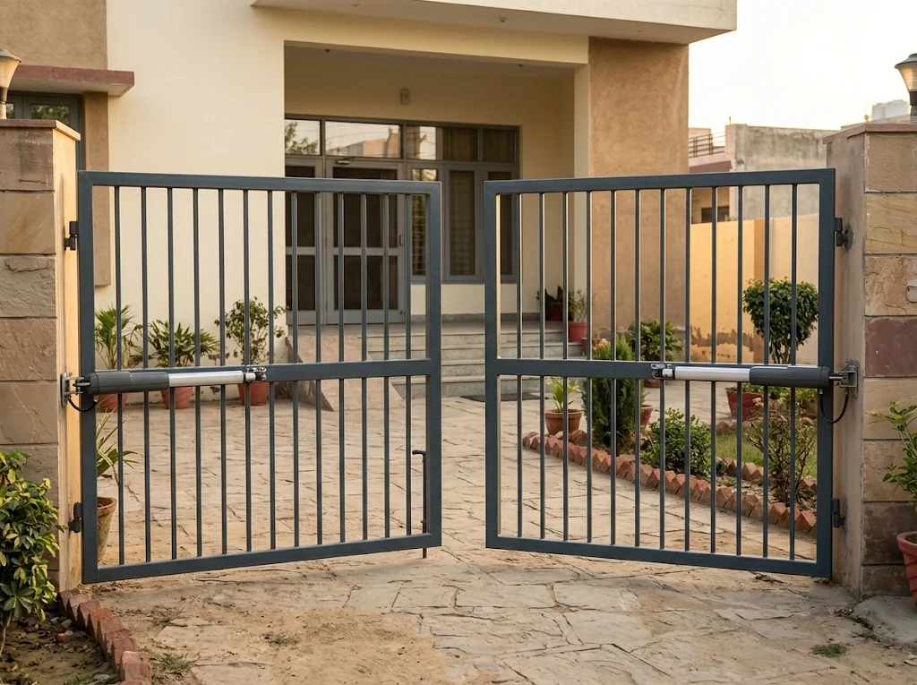 Swing-gate operator arrangement.