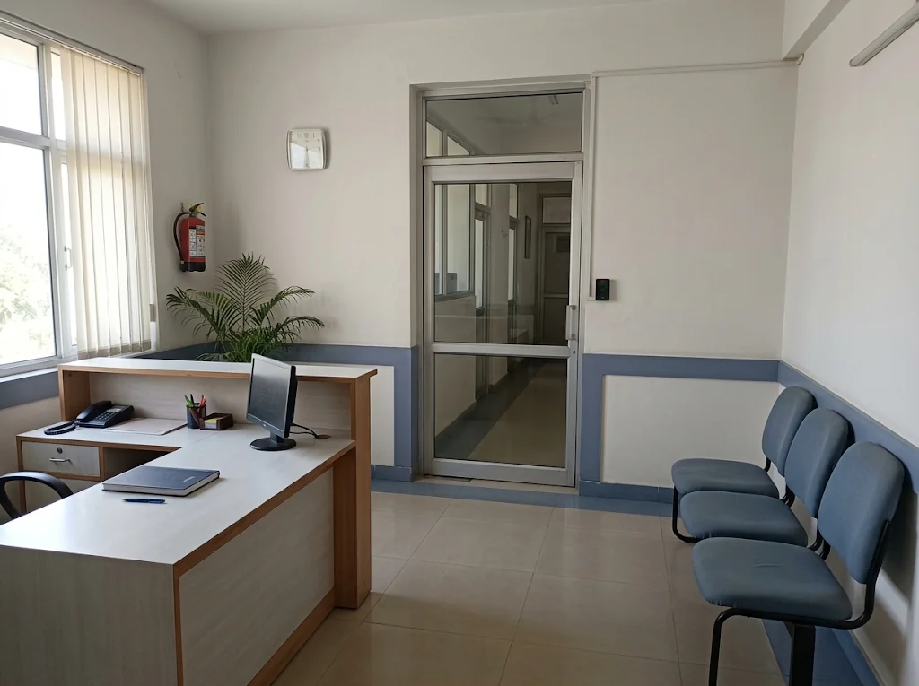 Office reception and entry.