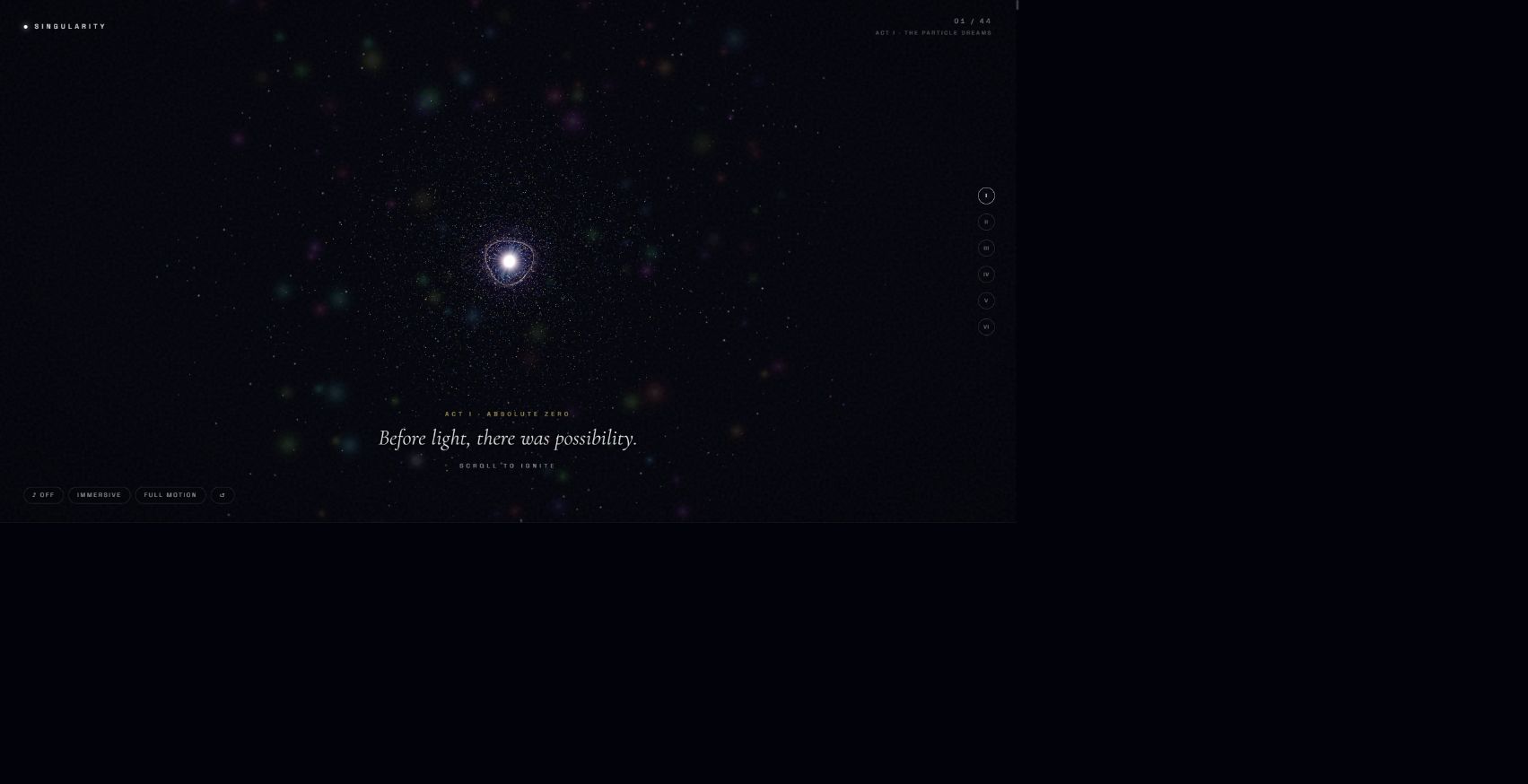 The opening view of The Full Singularity experience