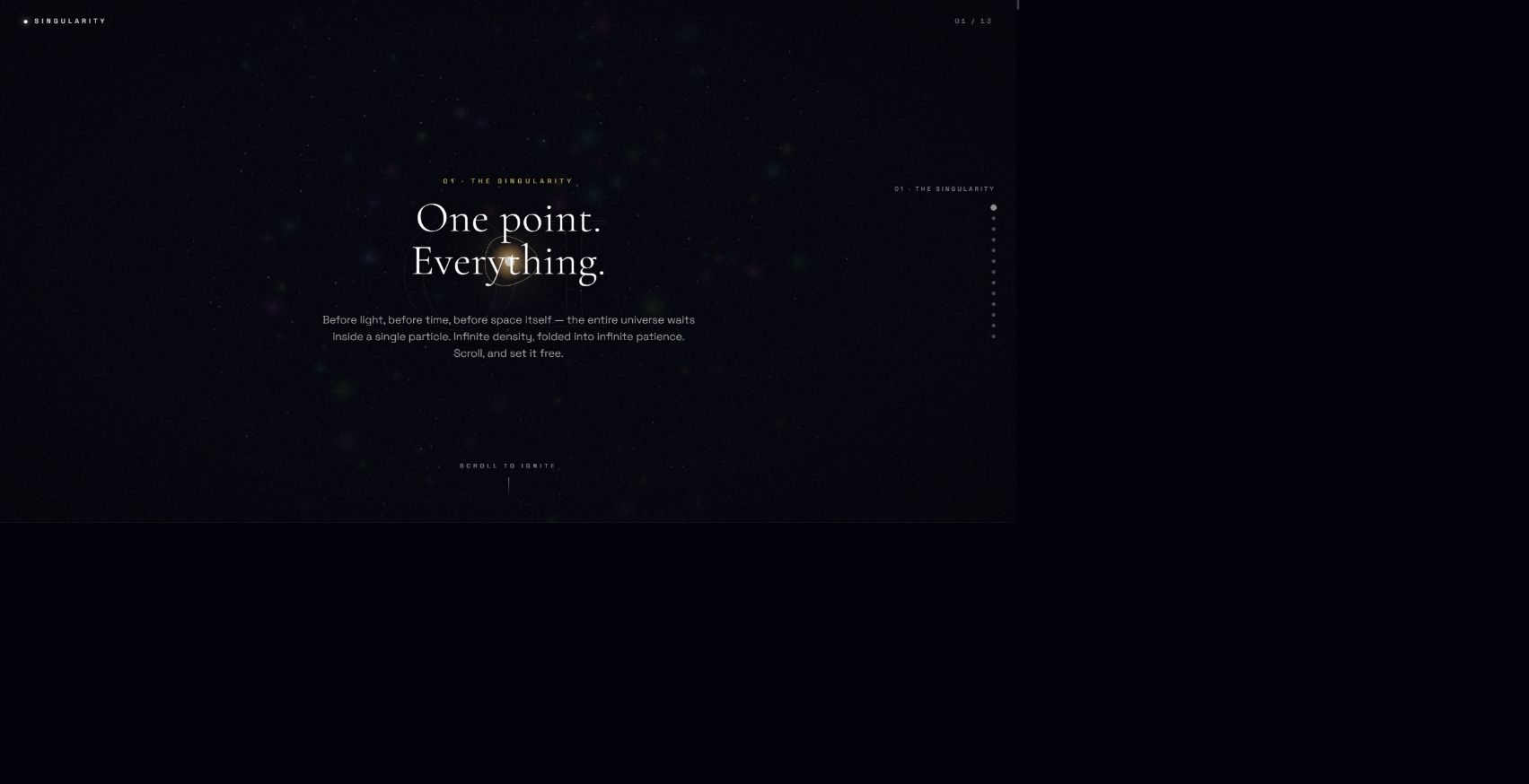 The editorial opening of A Universe in Thirteen Acts