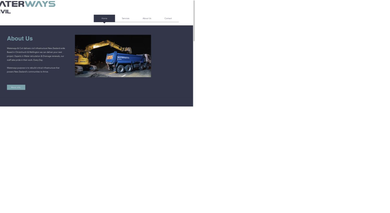 Waterways and Civil website captured during the design archive review